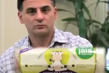 Saverio Pugliese in 2011, promoting his all-natural frozen yogurt. He seems to have a fondness for checked shirts.